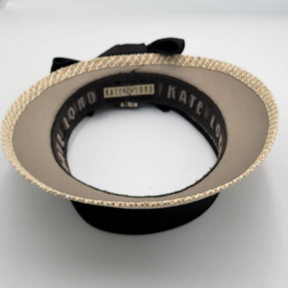 Kate Lord Womens Straw Sun Visor With Black Fabric Bow Accent - Picture 5 of 8